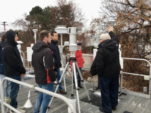 Trainees at outdoor air quality station