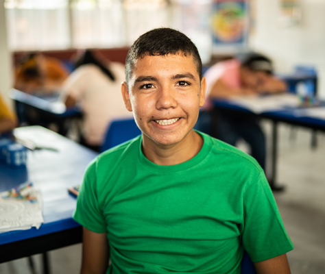 Boy in green shirt