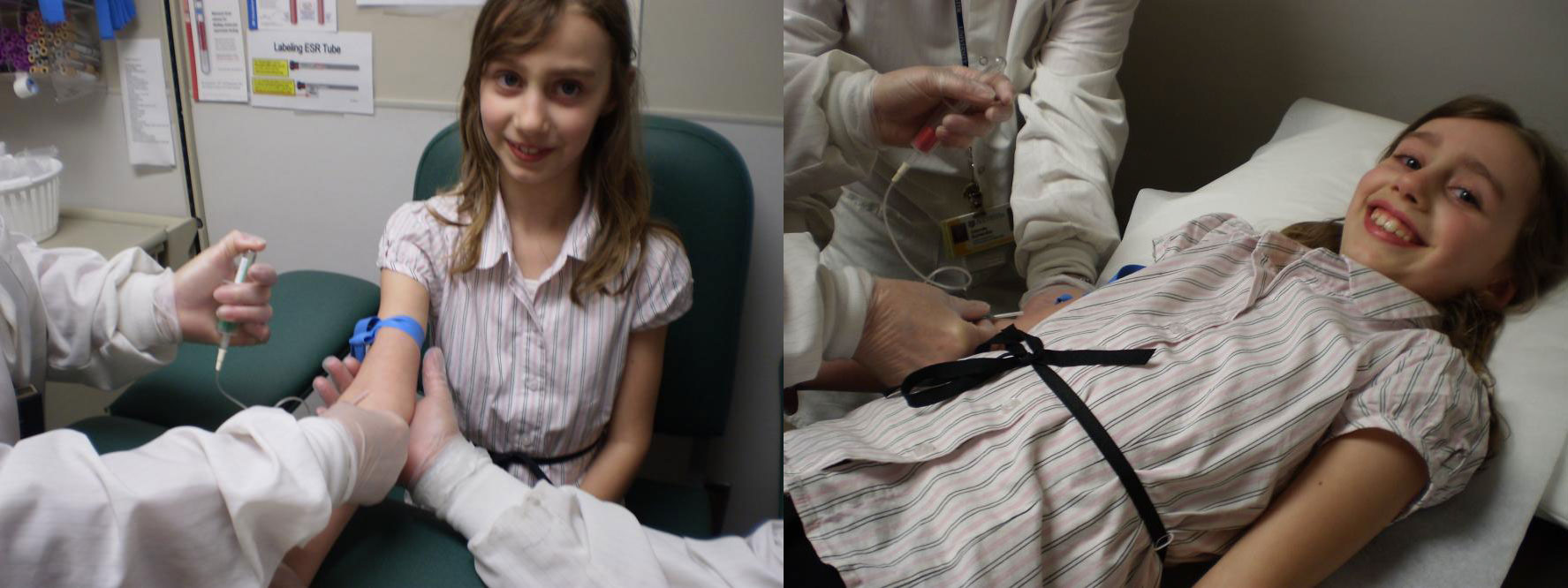 Phlebotomist collecting blook in a tiny bottle