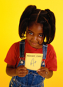 Girl holding paper that reads a plus