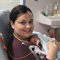 Amanda Dexter and son Ivan in the NICU