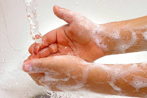 Child washing hands