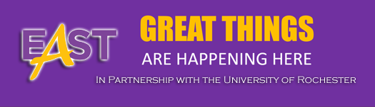 East High Logo in Purple and Yellow