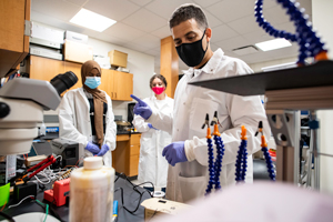 Students and mentor in a lab