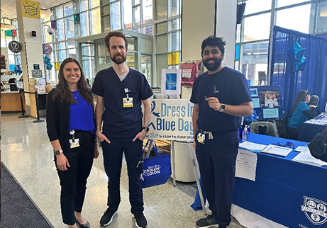 Fellows at Strong Memorial Hospital dressed in blue for dress in blue day