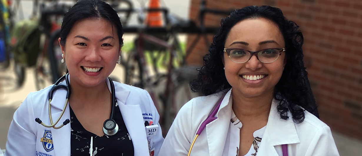 Former Fellows Catherine Zanoria, MD and Moumita Sarker, MD