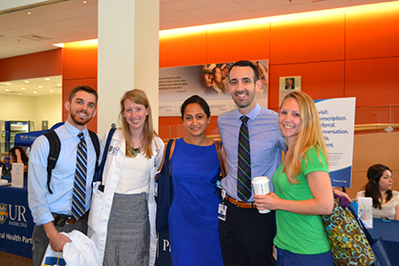 Residents, Nick Ullman, Anna McGuire, Roma Kaur, Christian Probst, and Katherine Jackson participating in wellness fair.