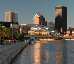 View of Downtown Rochester from Corn Hill Landing