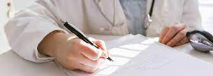 Doctor writing with a pen