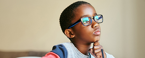 Boy wearing glasses