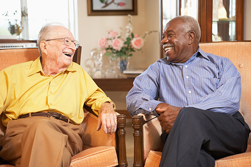 two older men talking