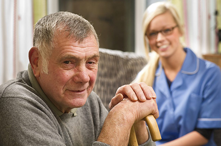 Man with health aide