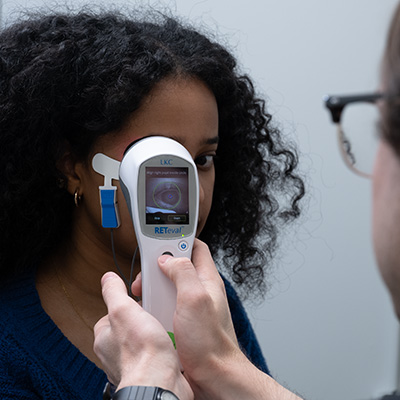 Women having an eye exam