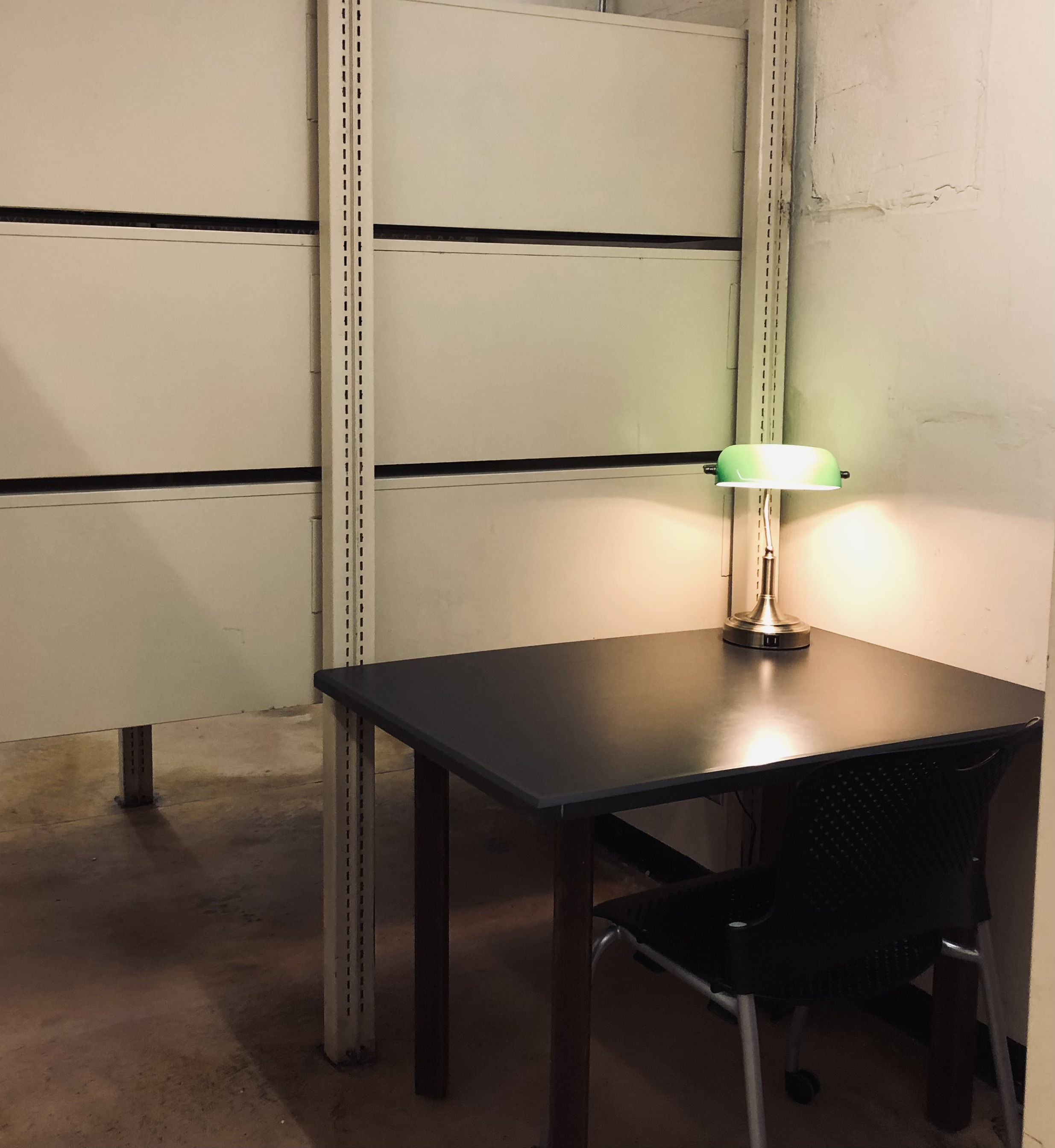 Study table in Miner Library stacks