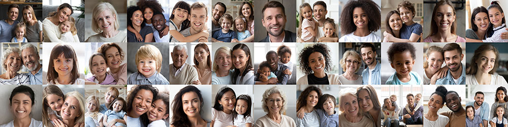 Collage of smiling people