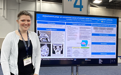 Katherine Herman presents her poster on antrochoanal polyp