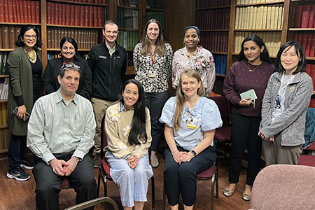From back left: Marilyn Augustine, MD, Janany Sabescumar, MD, James Rutowski, MD (Neph), Katherine Hazen, MD (Endo), Frantzcess Compas, MD (Endo), Hira Khan, MBBS (Endo), and Hye Jeong Han, DO (Endo). Front from left: Scott Liebman, MD, MPH, Sara McLeod, DOO, MPH, and Erica Miller, MD