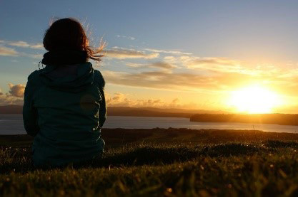 woman and sunset