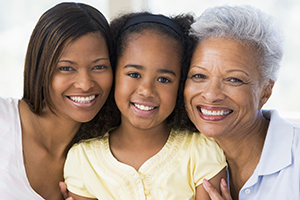 Grandmother, mother, and daughter