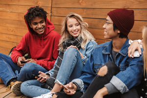 group of teens talking