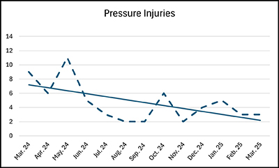 Line Graph: Pressure Injury Trend Over the Last 12 Months