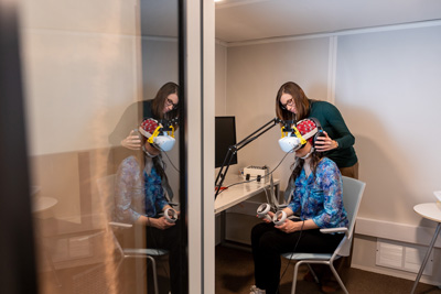 EEG booth with a test subject and the technician