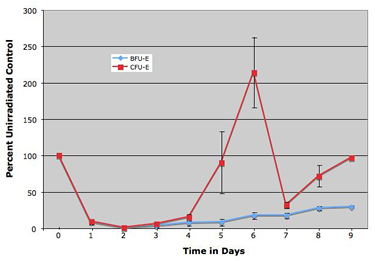 Response of early-stage erythroid progenitors and late-stage erythroid progenitors